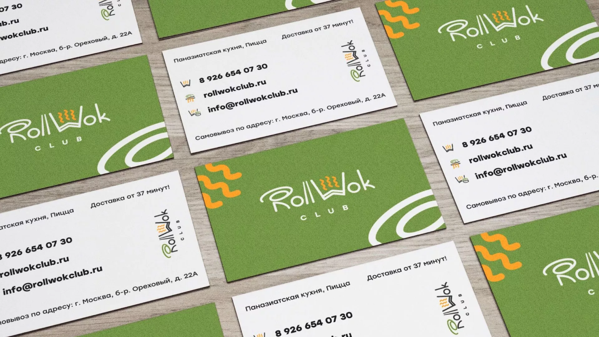 Разработка дизайна визиток суши-бара «Roll Wok Club» в Россоши